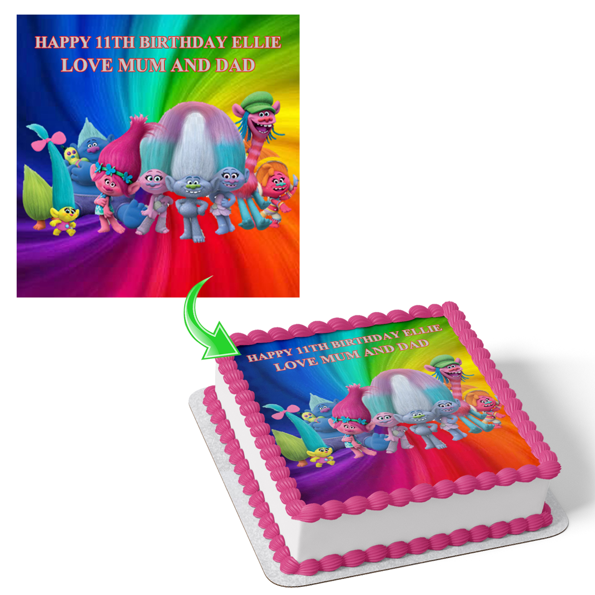 Trolls Photo Cake 