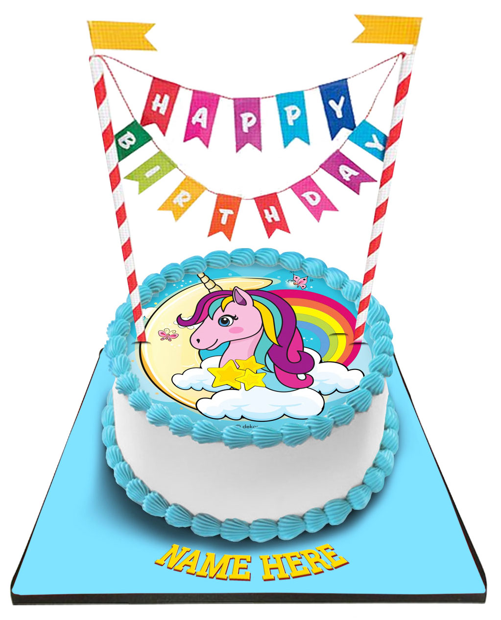 Unicorn Cake with Happy Birthday Bunting